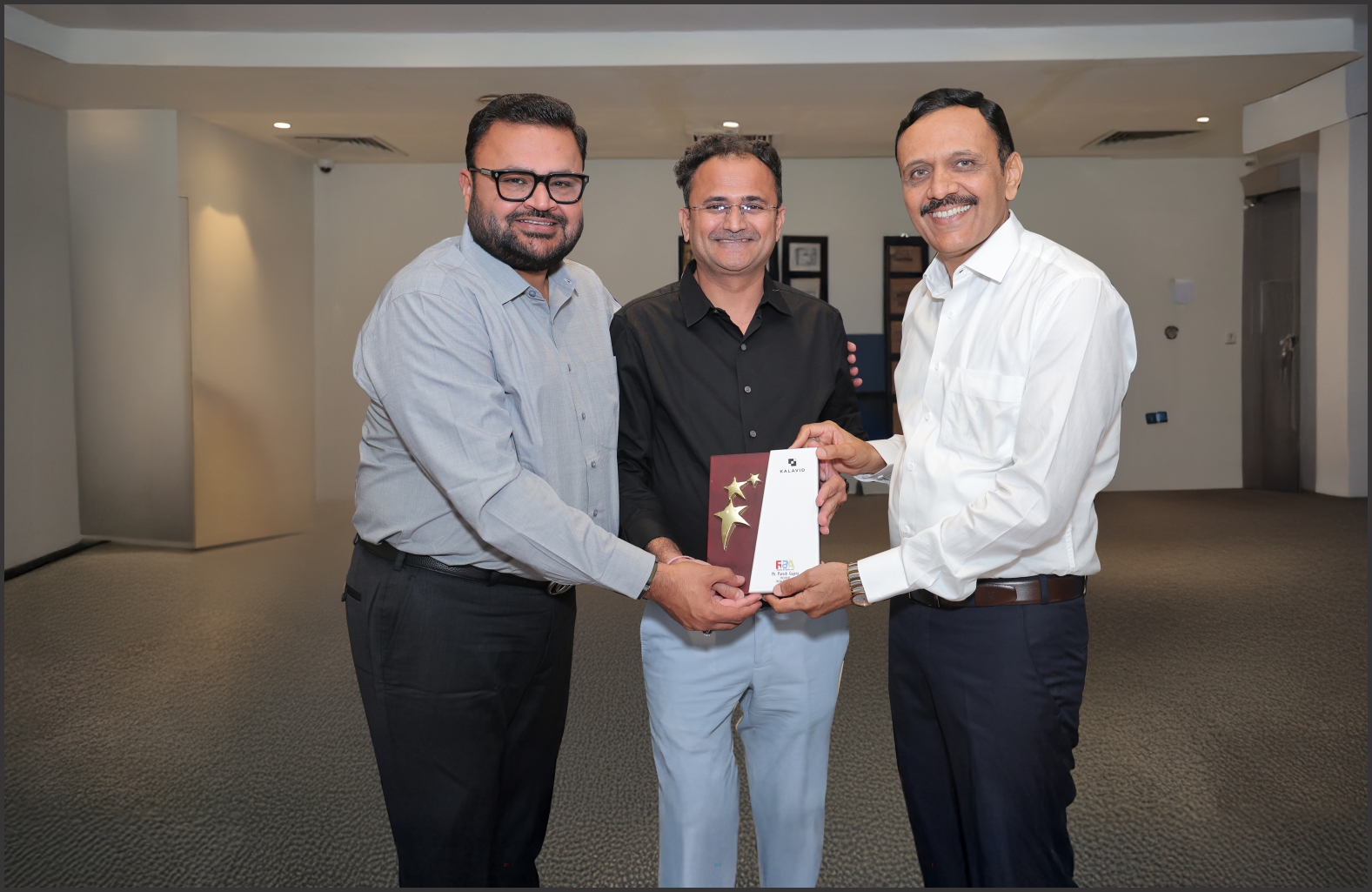 Felicitated by Mr. Tejas Joshi and Mr. Paresh Gajera, CREDAI Gujarat, for propelling branding excellence in Rajkot’s real estate landscape.